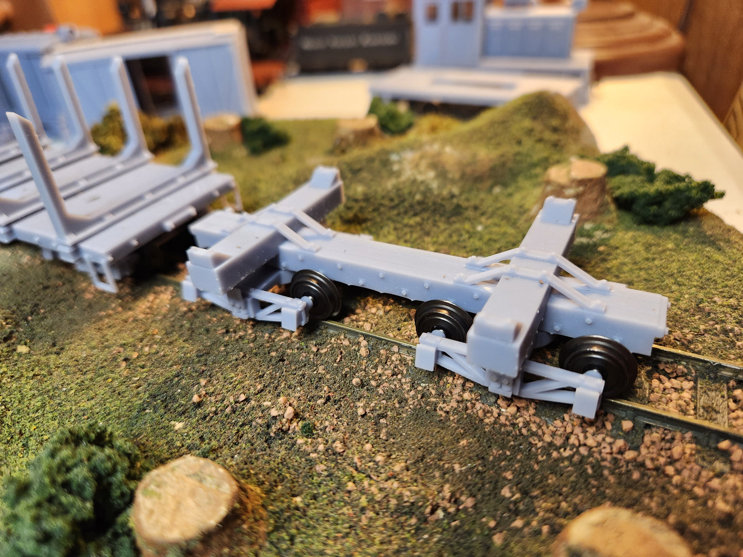 On30 3D Printed 16ft Skeleton Log Cars with trucks(Set of 2)