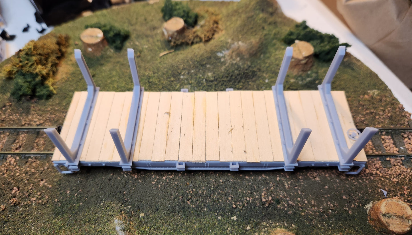 On30 3D Printed 25ft Flat Car with log bunks(Set of 2)