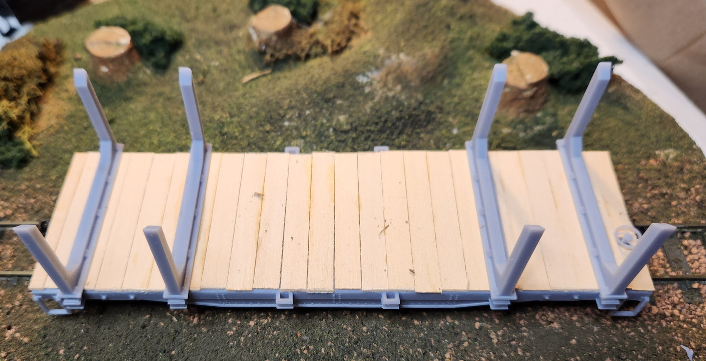 On30 3D Printed 25ft Flat Car with log bunks(Set of 2)