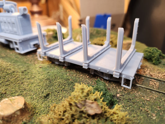 On30 3D Printed 16ft Flat Car with log bunks(Set of 2)