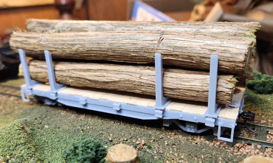 On30 3D Printed 25ft Flat Car with log bunks(Set of 2)