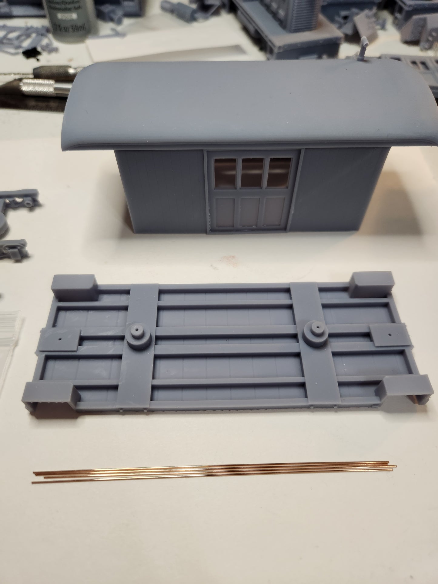 On30 3D Printed Short Baggage Car Kit With Round Roof