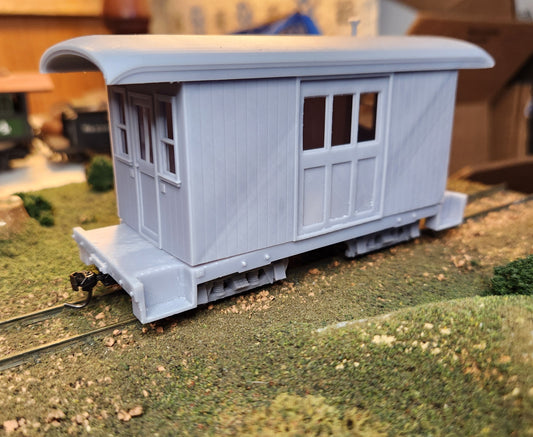 On30 3D Printed Short Baggage Car Kit With Round Roof