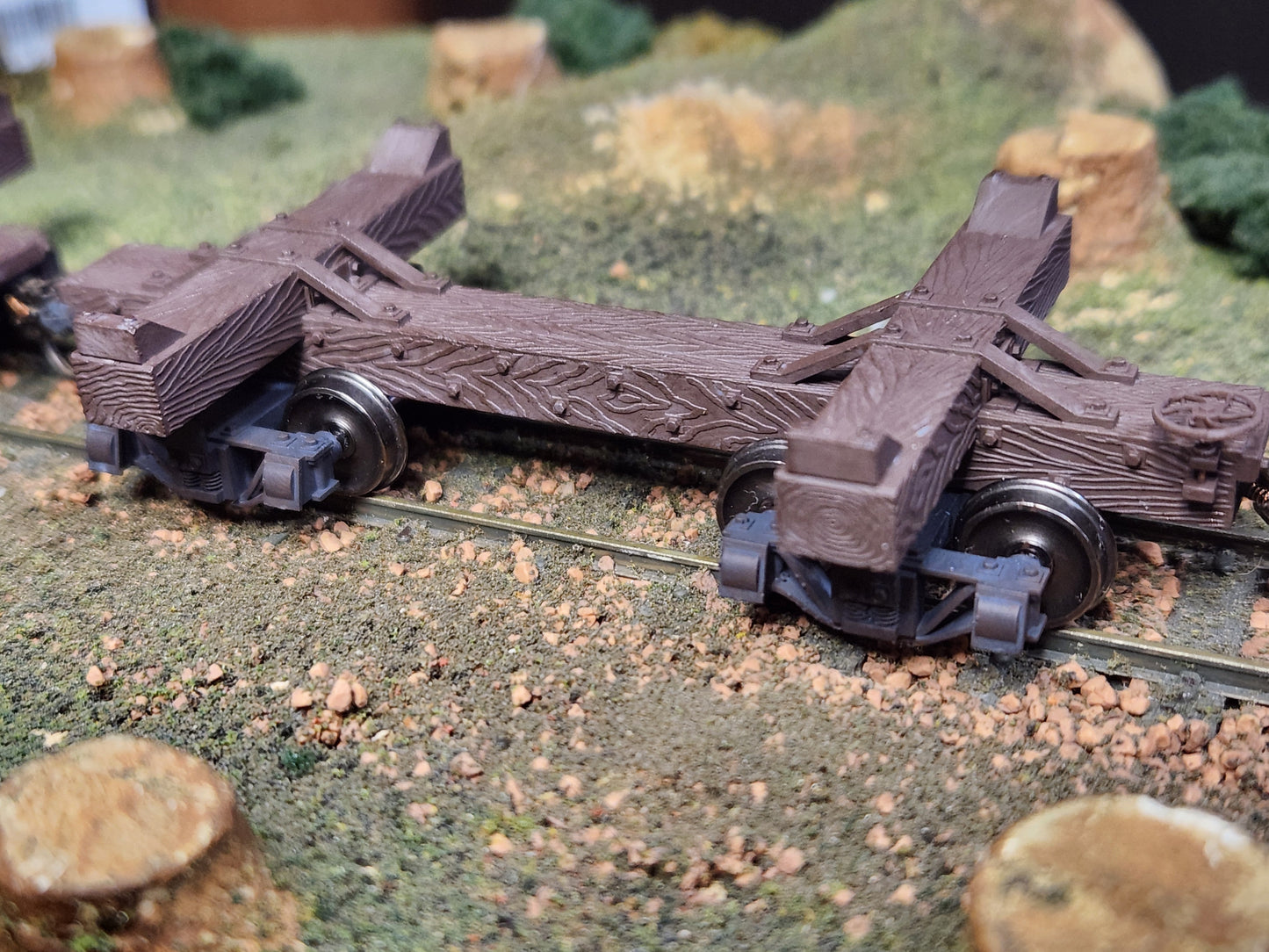 On30 3D Printed 16ft Skeleton Log Cars with trucks(Set of 2)