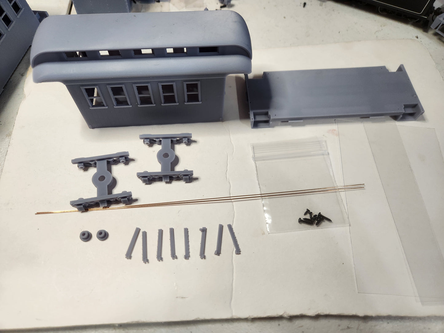 On30 3D Printed Short Baggage Car Kit With Clerestory Roof