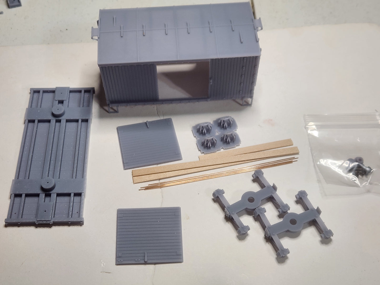 On30 3D Printed 16ft Box Car Kit with trucks