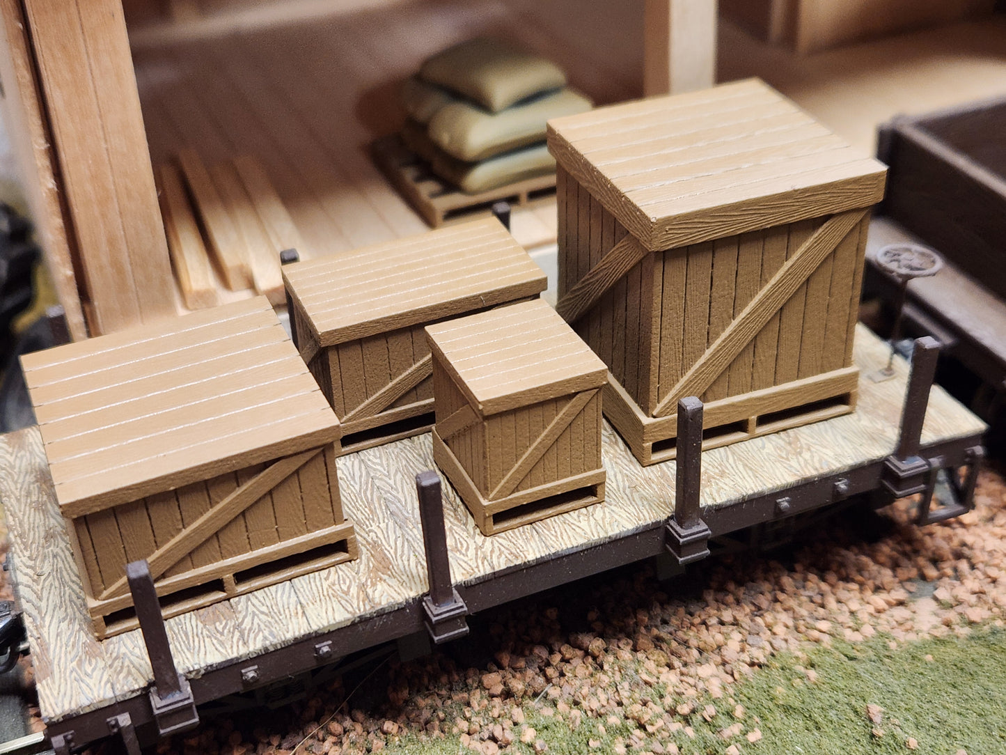 O scale 3D Printed Wood crate set 4pcs