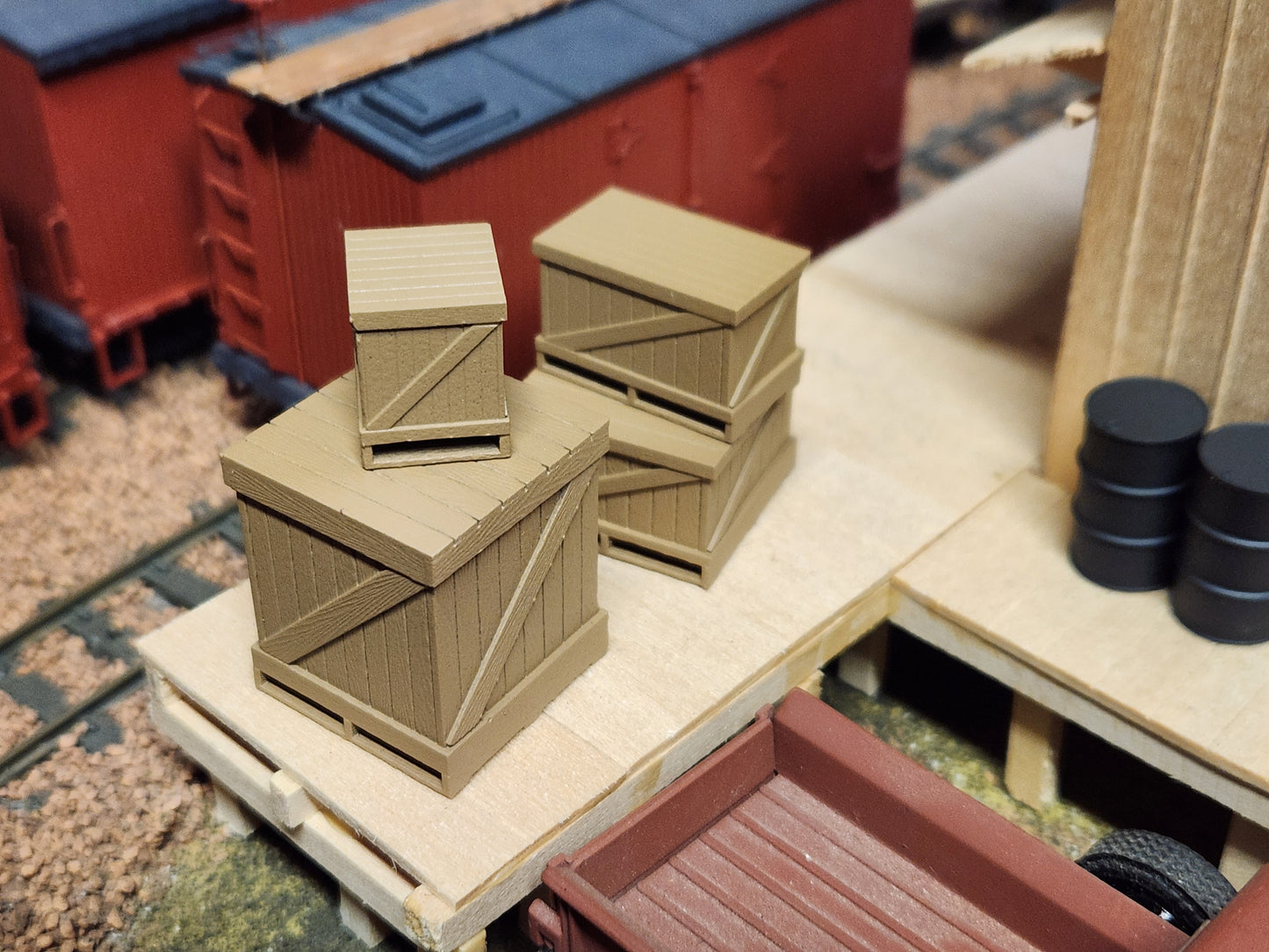 O scale 3D Printed Wood crate set 4pcs