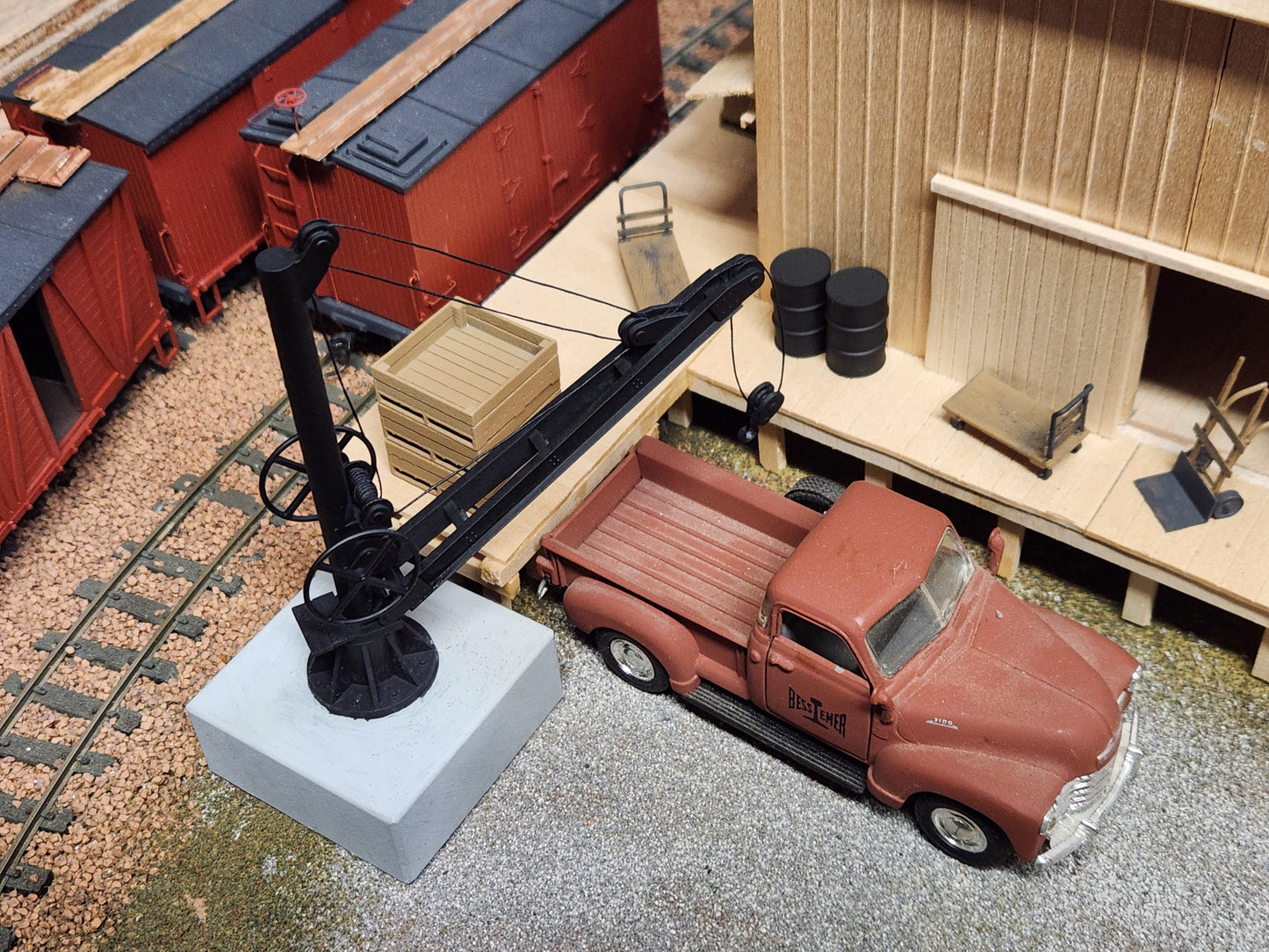 O scale 3D Printed Freight Depot Jib Crane