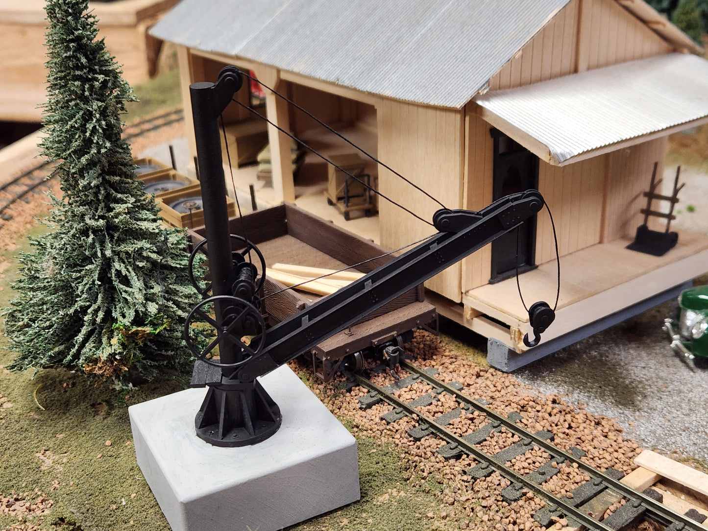 O scale 3D Printed Freight Depot Jib Crane