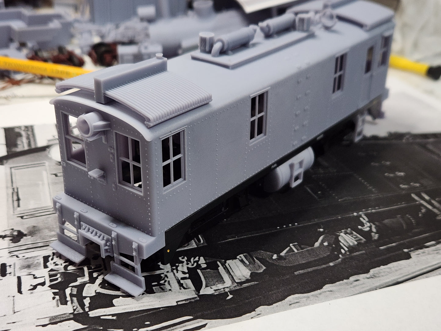 S Scale Ingersol Rand 100 Ton Box Cab Switcher Kit 3D printed For The Helper Service Showcase Line SW7 Mechanism