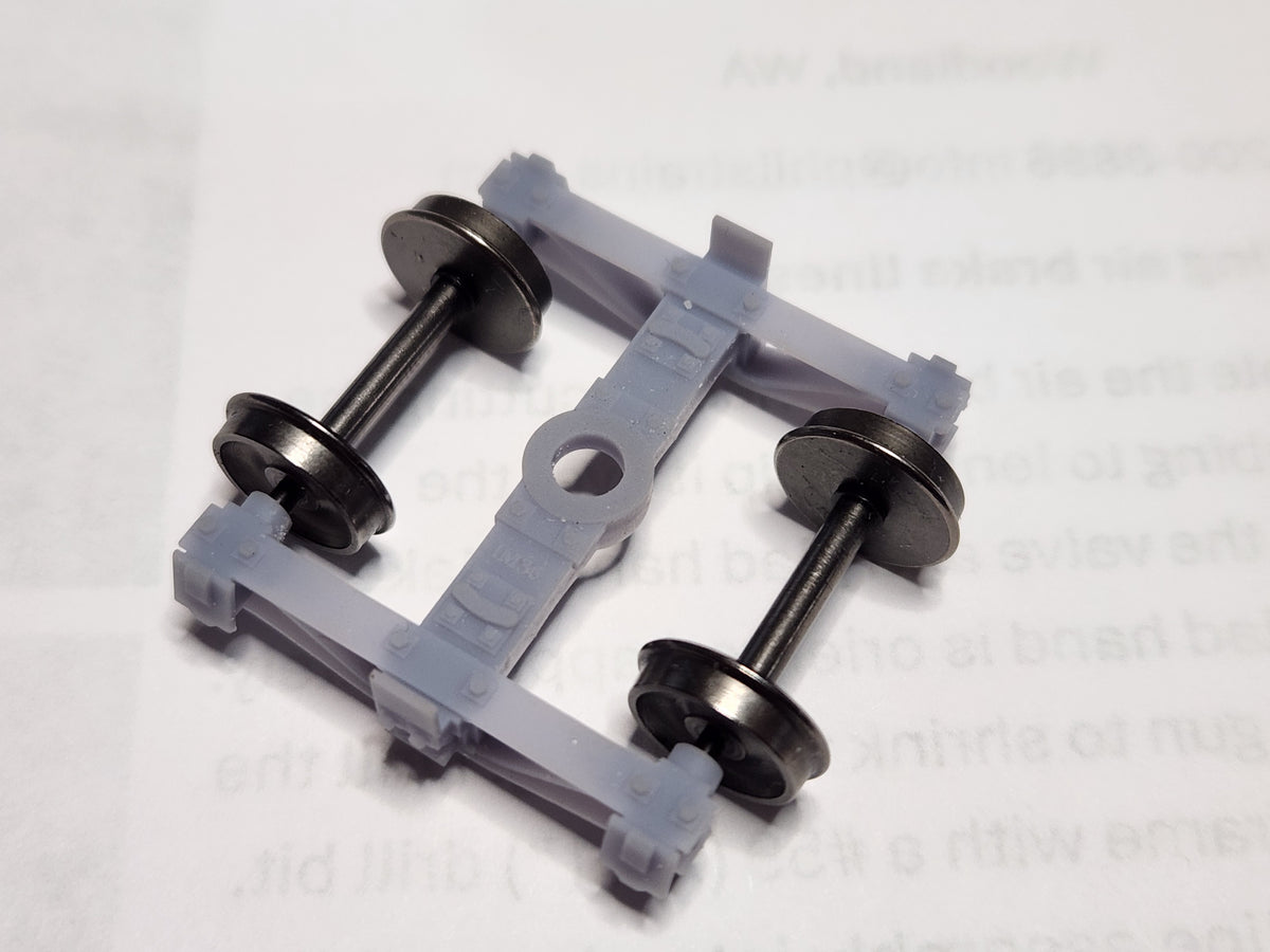 On30 3D Printed Low Archbar Trucks With Metal Wheel Sets