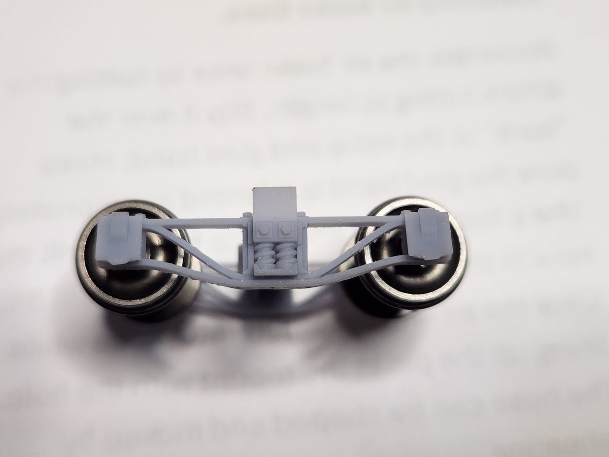 On30 3D Printed Low Archbar Trucks With Metal Wheel Sets