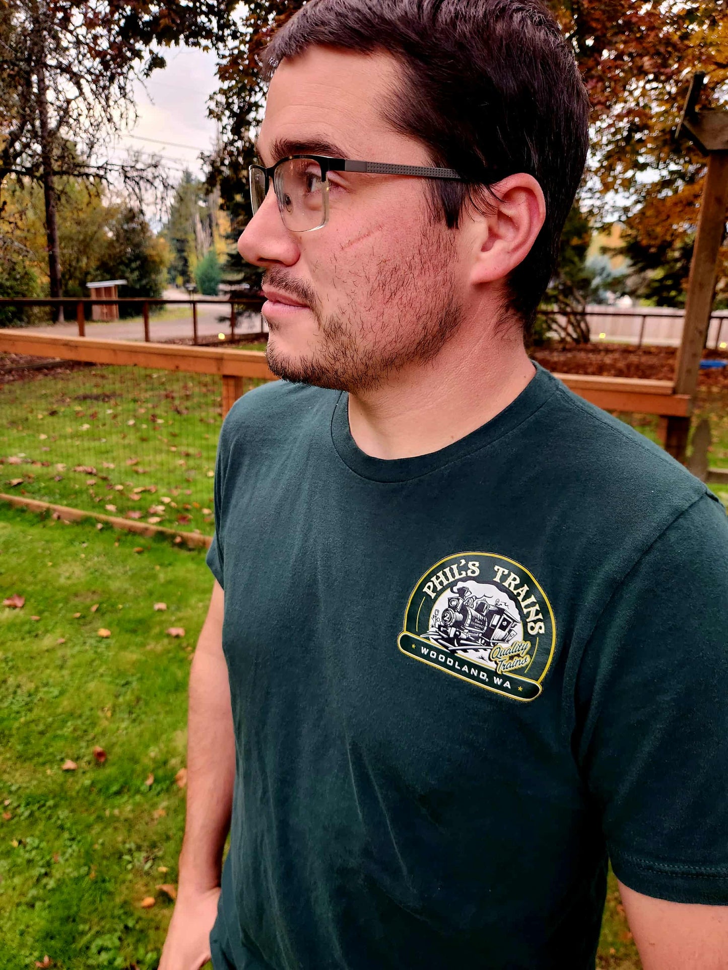 Phil's Trains Short Sleeve Tee Shirt Green