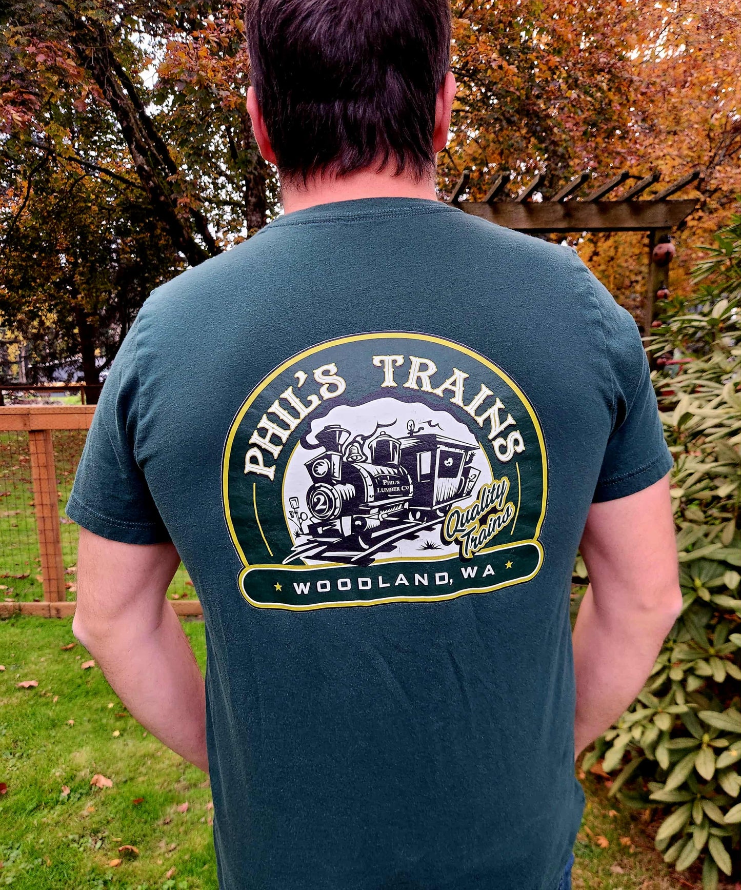 Phil's Trains Short Sleeve Tee Shirt Green
