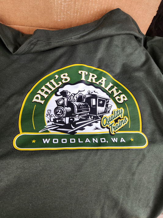 Phil's Trains Short Sleeve Tee Shirt Green